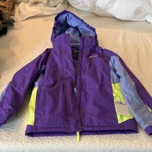 Vibrant Purple and Yellow Kids Puffer Jacket